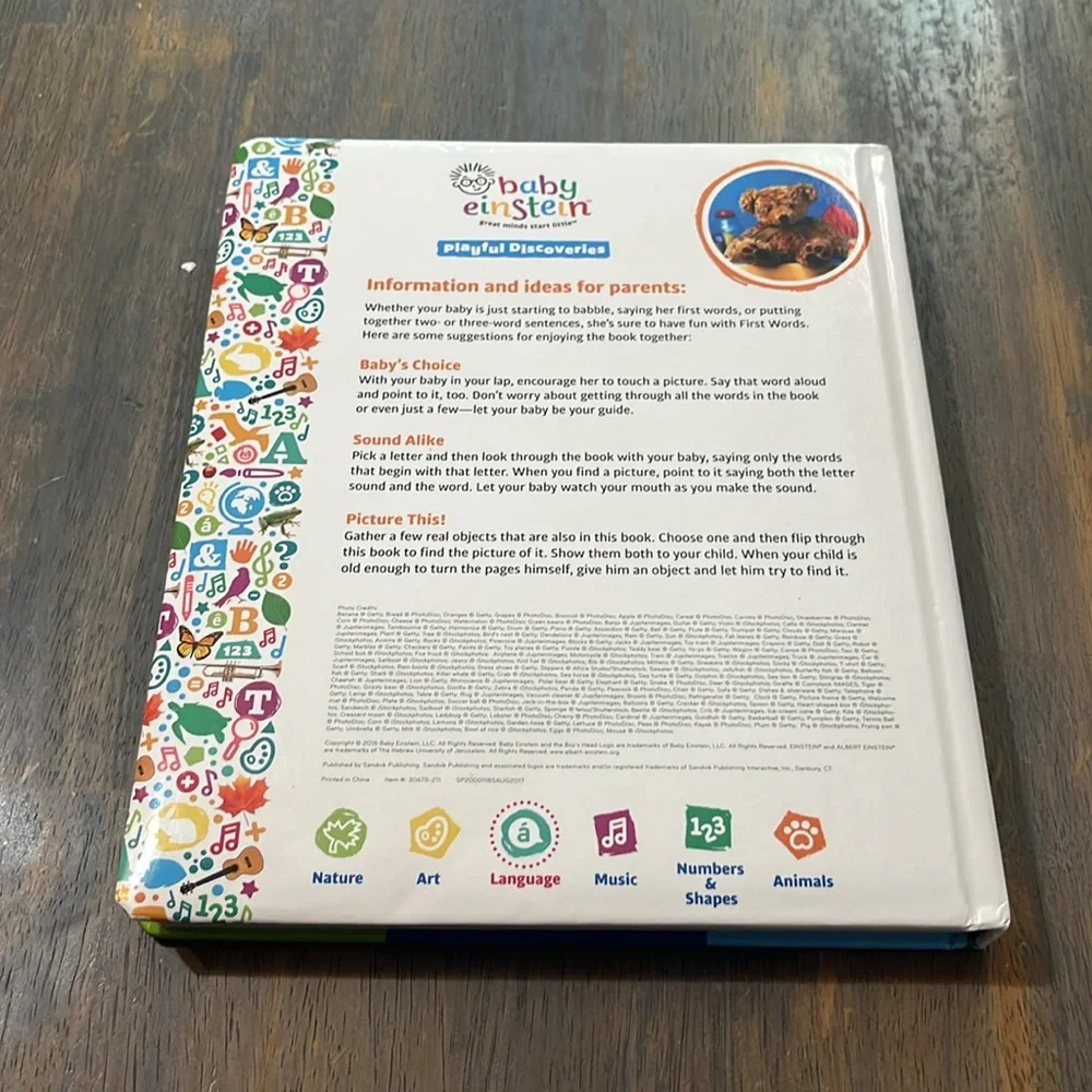 BABY EINSTEIN First Words Book BOARD BOOKS SET PUFFY COVER LARGE LEARNING #63